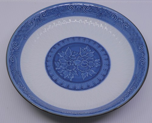 VINTAGE TOYO JAPANESE FINE PORCELAIN BOWL, BLUE & WHITE PEONY DECOR, 10.75 IN.