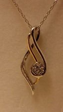  Kay Jewelers Sterling Silver And 10K Yellow Gold 4 Diamond Necklace (18 Inch)