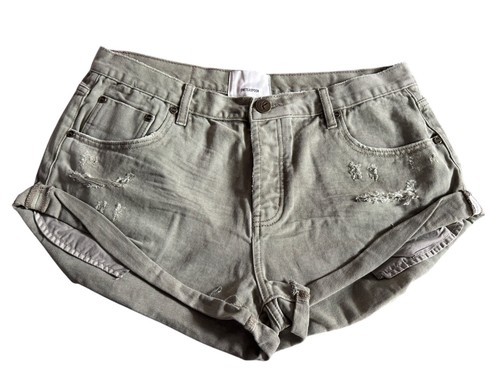 One Teaspoon Women's Super Khaki Bandits Low Waist Denim Shorts Size 34 NEW