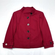 Tahari Arthur Levine Button Cropped Jacket Coat Women's Size 6 Red Big Button