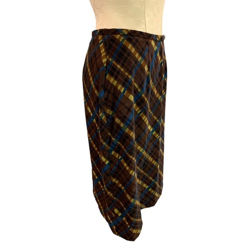 Size 10 CLIO Vintage 1980s A-Line Skirt Plaid Side Zip Made in USA - Picture 5 of 8