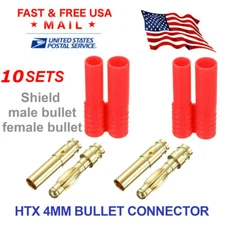 10 X Turnigy HXT 4MM Bullet Connector Plug & Housing for Lipo ESC RC Car