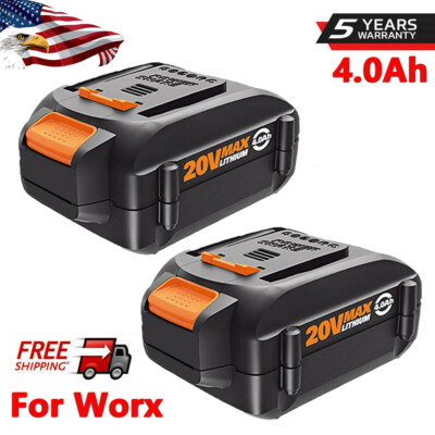 2X 4.0AH Battery For WORX 20V Max Lithium WA3578 Power Tool WA3520 WA3575 WA3525