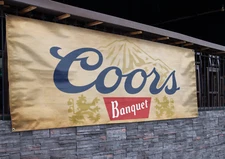 Gold Coors Banquet Beer Banner (2.5ft x 5ft)