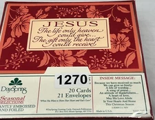 DaySpring Christmas Cards Red embossed/foiled Jesus Envelopes 20 Count NEW
