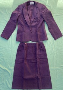 PURPLE SKIRT & JACKET SET - WOMEN'S Size 10 - Polyester, Ultrasuede ABE SCHRADER