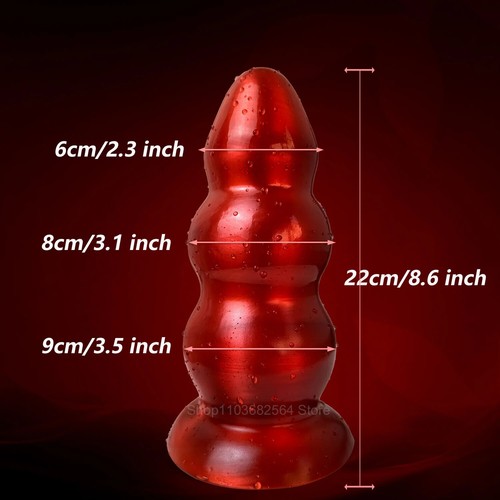 Red Huge Pull Bead Anal Plug Dildo Big Ass ButtPlug Suction Cup Anal Sex Toys - Picture 28 of 30