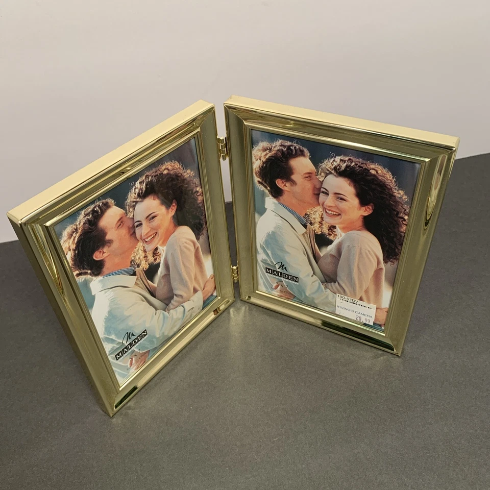Marco de fotos Malden doble enchapado en oro 5x7 lado a lado nuevo stock antiguo Foto 2 de 4