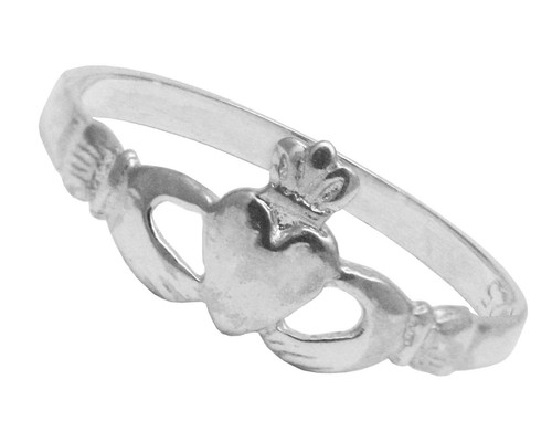 Anillo Claddagh de plata esterlina 925 maciza para niños y bebés talla A - L Reino Unido británico - Imagen 3 de 12