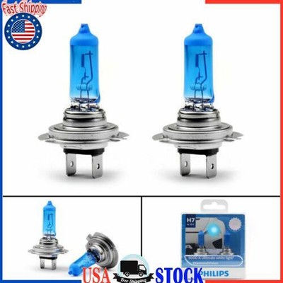 2x Philips H7 5000K 55W Diamond Vision Halogen Bulbs 12V White headight lamps