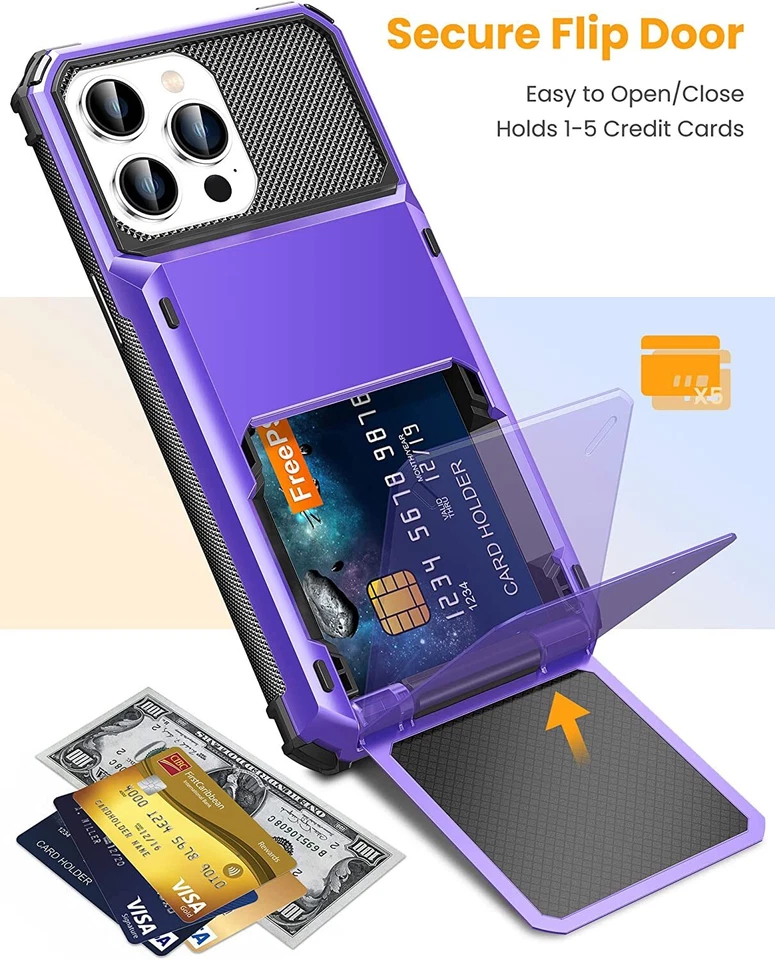 Funda tipo billetera 4 con soporte para tarjeta de crédito para iPhone 16 15 13 14 Pro Max 12 11 8 Foto 4 de 4