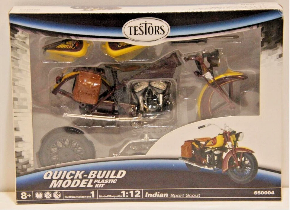 Testors Quick Build Motorcycle 1:12 INDIAN Sport Scout Age 8+ NOS - Image 2 of 2