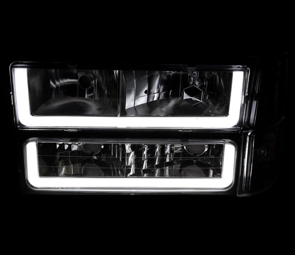 Faros para camioneta C10 Chevy Suburban Tahoe + señal de giro + esquinas LED ahumado DRL U Foto 2 de 3