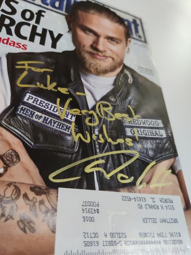 Charlie Hunnam Signed Ent. Weekly Magazine SOA Sons of Anarchy "To Luke" - Picture 2 of 3