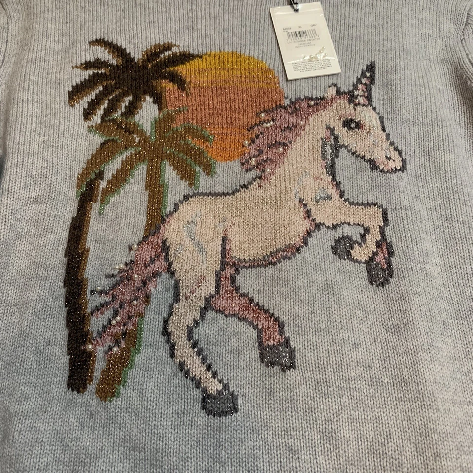 COACH 1941 Uni Intarsia Gray Sweater Wool/Cashmere Blend Size XL NWT 430$ Msrp Foto 3 de 4