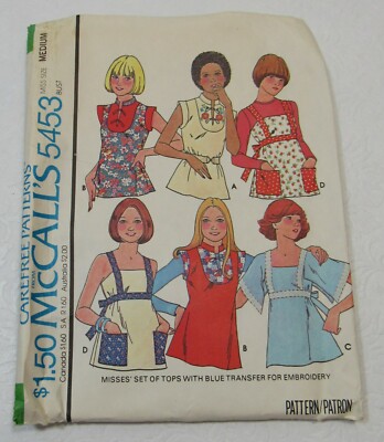 McCall's 5453 Sewing Pattern Misses' Tops Sz. Medium Uncut Vintage