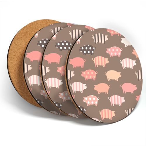 4 x Coasters  - Little Pink Pigs Piglets Farm Animal  #45578 - Picture 1 of 4