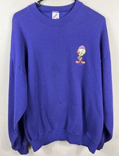 Vintage 90s Tweety Bird Crewneck Sweatshirt Sz XL Purple WB Looney Tunes USA