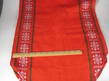 Table Runner 17 x 68 Inch Red Stitching Tassel Christmas Holiday Snowflake VTG