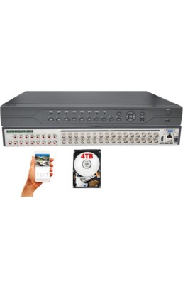 Evertech 32 Channel 32CH H.265 Hybrid DVR Recorder 4-in1 for HD TVI AHD CVI, 4TB