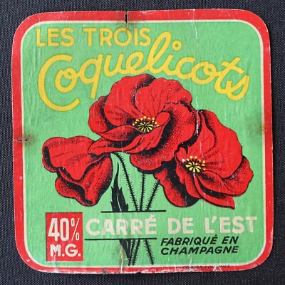 Käseetikett Carré de l'Est LLES TROIS COQUELICOTS Champagner Label 47