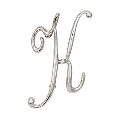 Letter K Pendant Brooch Vintage Platinum Large Initial Script Estate ...