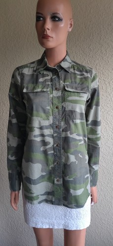 J.Crew Olive Green Canvas Camo Military Pocket Long Sleeve Button Down Shirt 0 - Picture 2 of 9