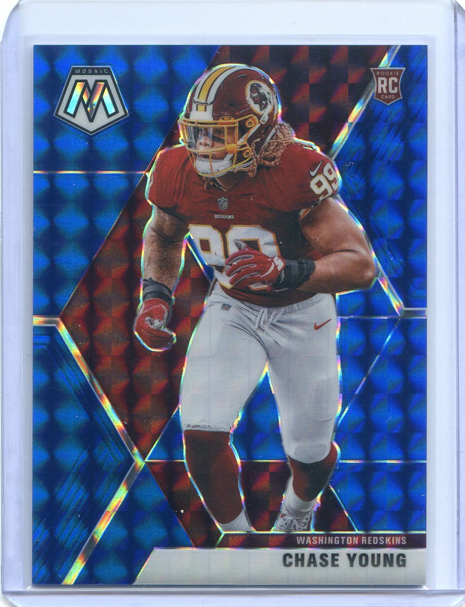 2020 Panini Mosaic CHASE YOUNG RC Rookie Card No 202 Blue Prizm #74/99 REDSKINS