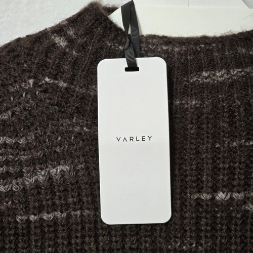 $148 Varley Albion Boxy Knit Wool Blend Sweater Sz Sm Coffee Bean Pale Mauve NWT - Picture 7 of 21