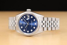 ROLEX OYSTER PERPETUAL DATE 1500 BLUE DIAMOND DIAL STAINLESS STEEL 34MM WATCH 2