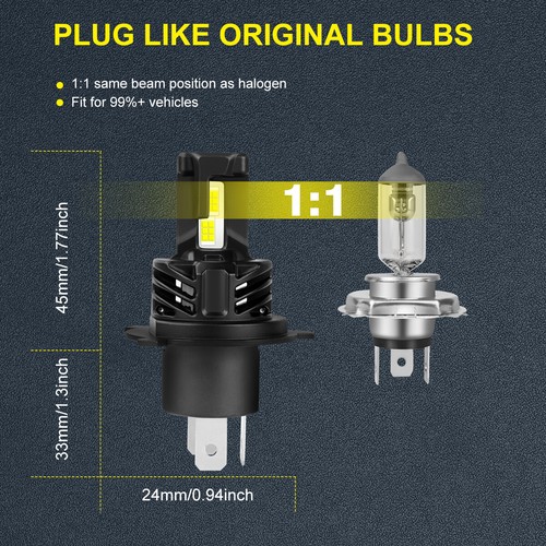 H4 H1 LED Headlight Bulb kit for Holden Cruze Sedan 2014 2015 2016 2017 2018 - Picture 9 of 19