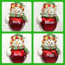 Ganz Jingle Bell Christmas Ornament Snow Woman Red Personalized Pick Name Girls