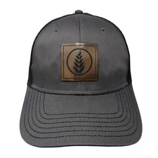 Otto Snapback Trucker Hat Gray One Size Adjustable Mesh Back Leather Patch