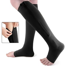Copper Zipper Compression Socks Closed Toe Pressure Infused Circulation Socks