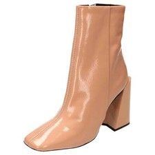 Shellys London Nude Lackleder Stiefeletten UK 4 Chunky High Heel Retro Funky