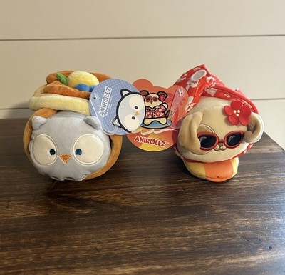 Anirollz Owlyroll & Puppiroll Coosy Blueberry Pancake Surf Beach Plush NWT 6 