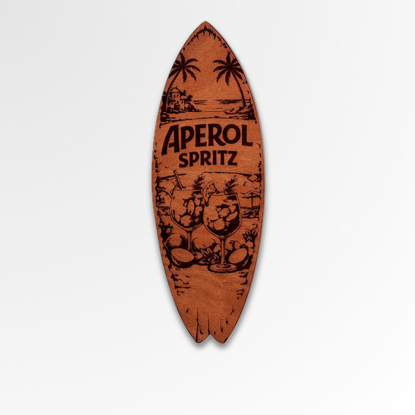 Tabla de surf decorativa de madera Aperol Spritz estilo coastal decoracion hogar