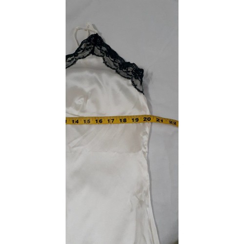 Camiseta sin mangas Kiko 100 % seda beige y negra cuello en V talla XL # 159 - Imagen 4 de 7