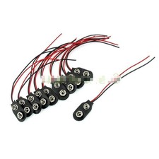 10Pcs NEW Snap on 9V Battery Holder Clip Connector Hard Shell 10CM Cable Lead