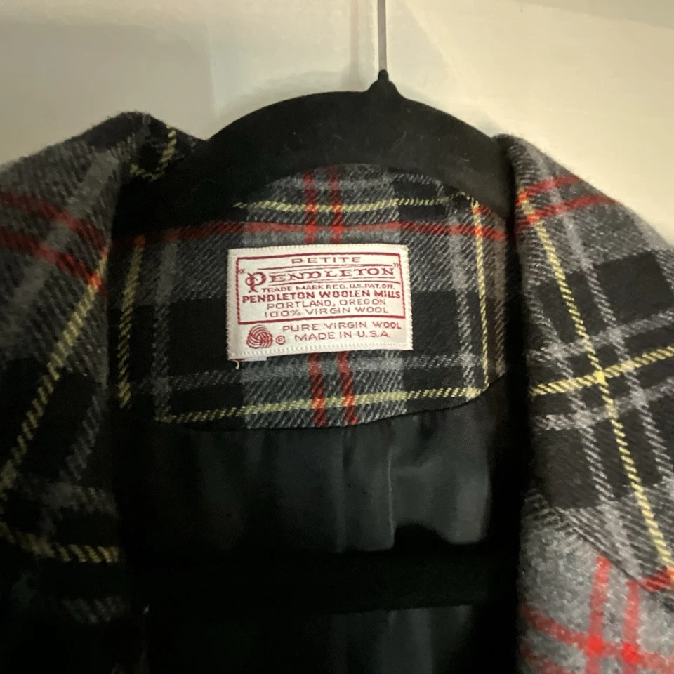 Blazer Pendleton Vintage para mujer a cuadros 100 % lana talla 10 pequeño Foto 3 de 4