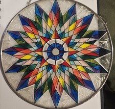 Stunning Stained Glass Multi-color Starburst Design Suncatcher