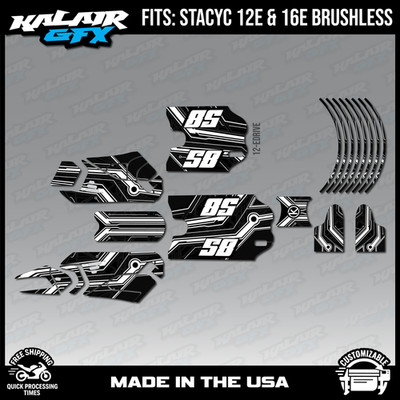Graphics Kit for STACYC Electric 16E/12E Brushless all years Electron-WHITE