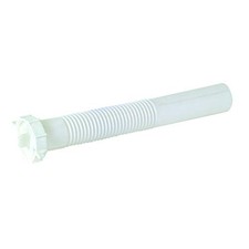 1-1/2 Inch x 12 Inch Flexible Flanged Tailpiece with Captive Nut, White