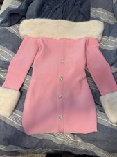 fashion Nova kyla fur bandage mini dress Pink And Black Brand New Medium