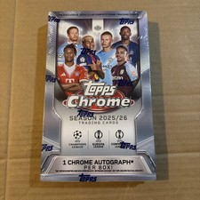 2025-26 Topps Chrome UEFA Club Competitions Soccer Hobby Box Sealed In Hand