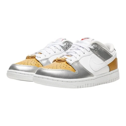 Nike Women’s Dunk Low SE Metallic Gold White Sliver DH4403-700  Size US 7