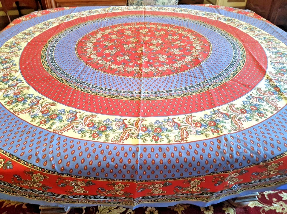 NAPPE  Provençale Ronde  en coton imprimé - diamètre 165 cm - Photo 2/4