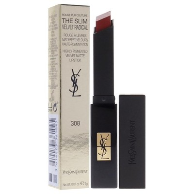 YVES SAINT LAURENT ROUGE PUR COUTURE THE SLIM VELVET RADICAL 308 RADICAL CHILI