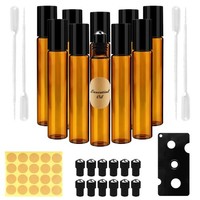 10 StüCk Roll On Glasflaschen FüR ÄTherisches ÖL, 10Ml Roll On Flasche Leer, ...