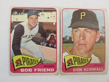 1965 Pittsburgh Pirates Bob Friend #392 & Don Schwall #362 Topps Cards